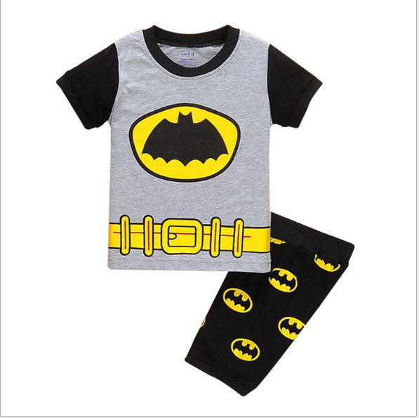 BS1 Mới Siêu Anh Hùng Siêu Nhân Batman Hulk Captain America Trẻ Em Bộ Đồ Ngủ Áo Thun Tay Ngắn Bộ Mùa Hè Thường Ngày Nhà