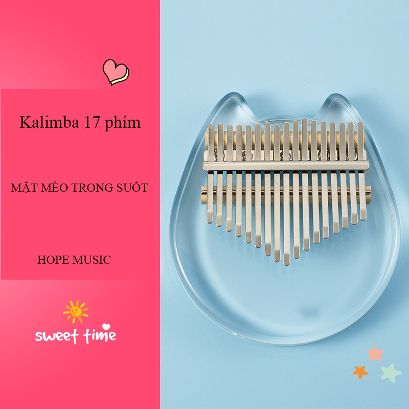 Đàn Kalimba 17 Phím, Đàn Kalimba Trong Suốt - Full Phụ Kiện
