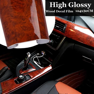 Mileauto Bóng Loáng Cao Vân Gỗ Nhãn Dán Vinyl Decal Xe Nội Bộ Miếng Dán Film Tự Làm 30x124CM-168-OXUI7