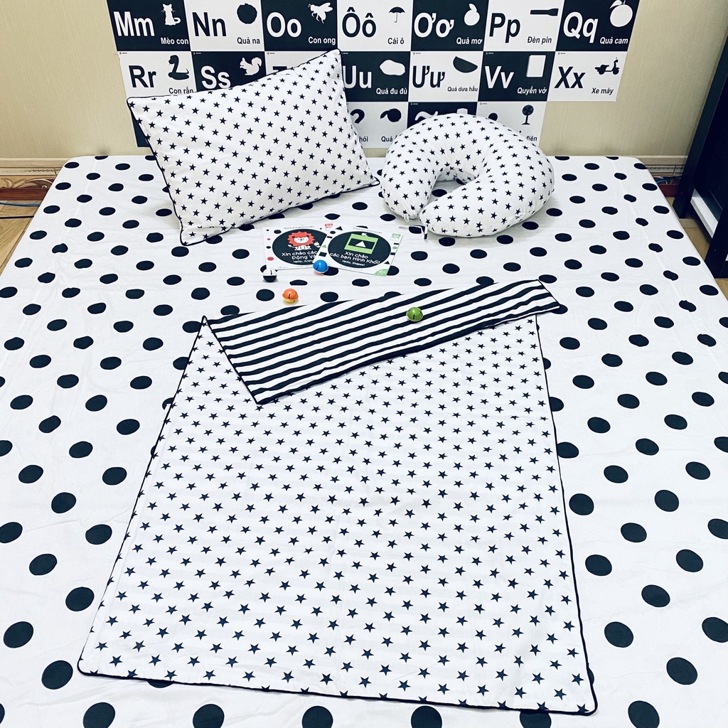 Chăn không gian Kiwi's mom - 2 mặt 100% cotton - phát triển não không gian cho bé