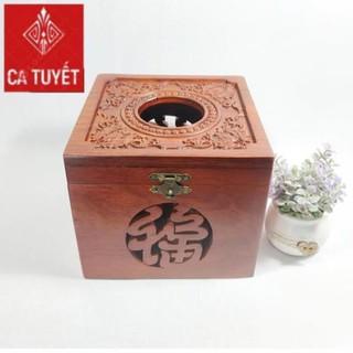 [Siêu Rẻ]Hộp gỗ hương đựng giấy trạm hoa dây cao cấp