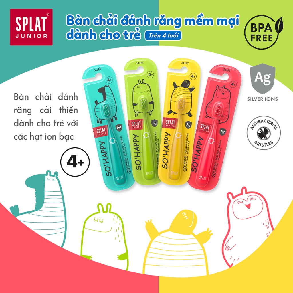 Mô tả Bàn Chải Đánh Răng SPLAT Junior Cho Bé Từ 4 Tuổi Đầu Lông Chải Mềm Mại An Toàn, Màu Sắc Ngộ Nghĩnh Thân Thiện - 1