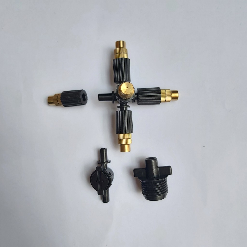 Béc Phun Sương 5 Hướng Đầu Đồng + Ren 21 Và Van Chống Rỉ