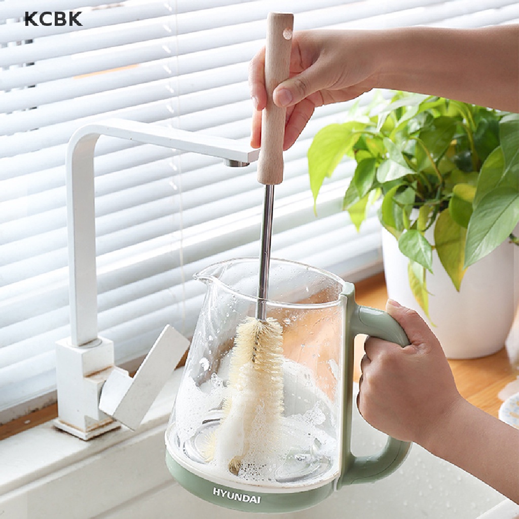 Chổi cọ rửa ly tách chai lọ thuỷ tinh phụ kiện nhà bếp cán gỗ