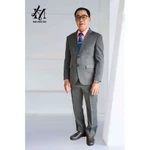 Bộ vest nam 2 nút trung niên màu xám đậm tặng kèm cà vạt ghim cài full size có hộp đựng làm quà tặng — ảnh 8