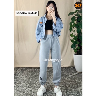 Quần Jogger Bo Gấu Trơn Len Tăm Nữ Unisex 2434/806