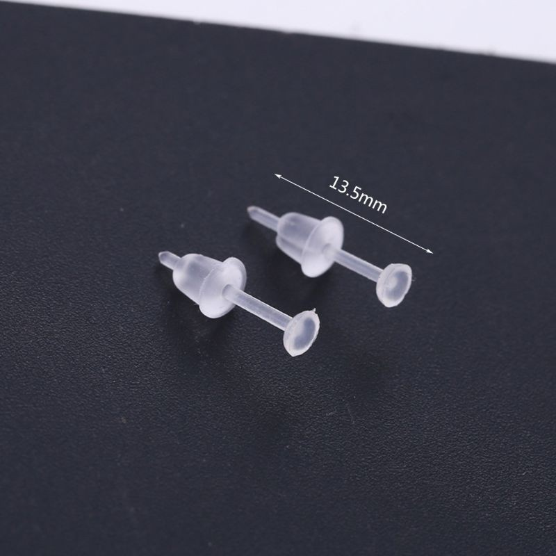 Bộ 100 khuyên tai dạng kim xỏ bằng nhựa trong suốt đơn giản không gây dị ứng