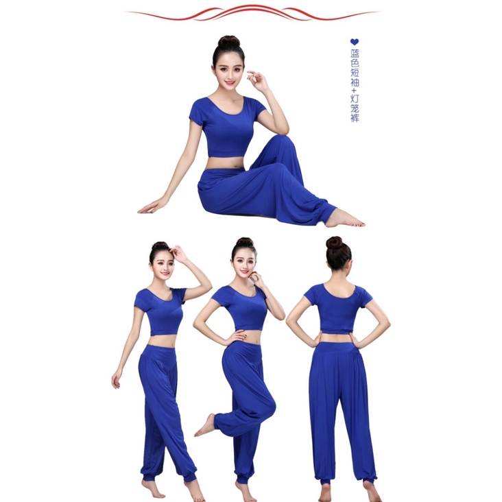 Bộ alibaba tập yoga , tập zumba, tập múa chất thun coton co giãn đa chiều thoáng mát