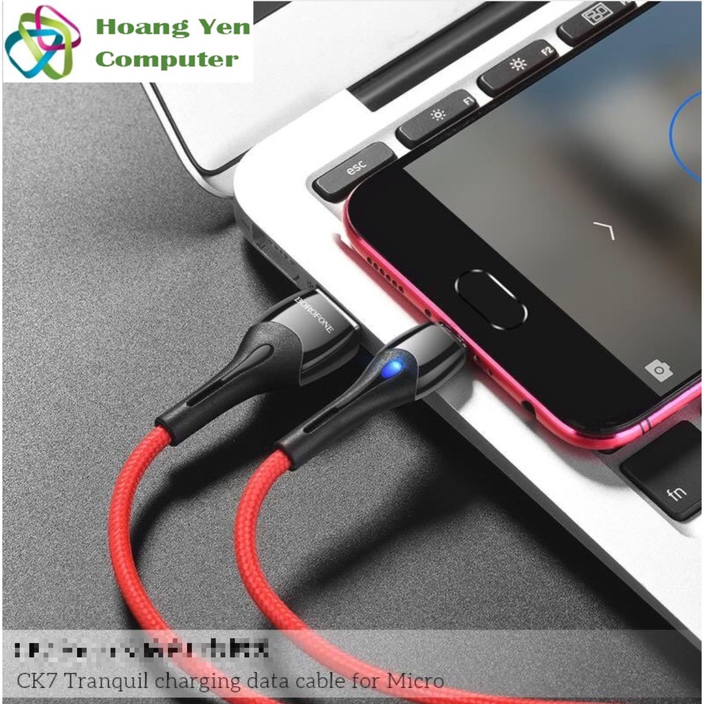Cáp Sạc MICRO USB Borofone CK7 Dài 1M Dây Dù Cho Android - BH 6 Tháng 1 đổi 1 (MÀU SẮC NGẪU NHIÊN) - Hoàng Yến Computer