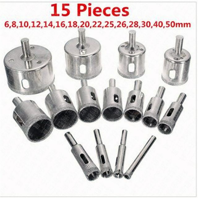 ❤️FREESHIP❤️ Bộ 15 mũi khoan gạch men - mũi khoan kính 6-50mm