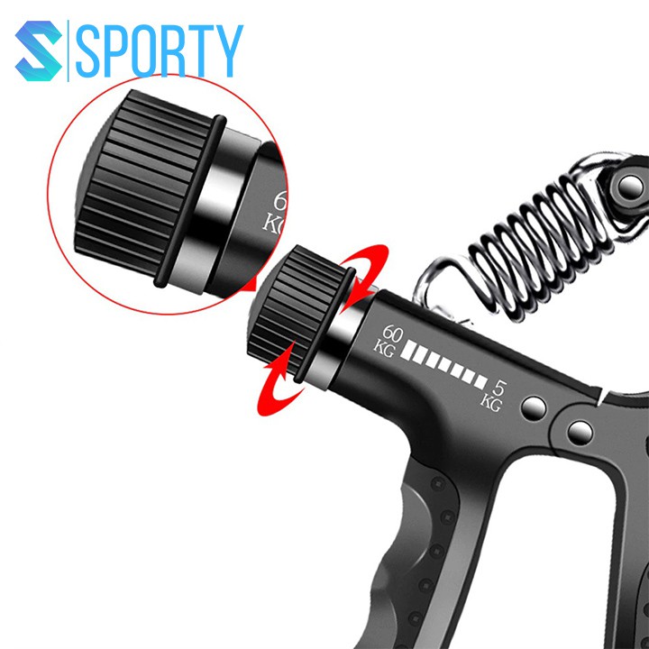 Bóp tập cơ tay YGW26 đếm số có hộp, điều chỉnh kháng cự (10-60kg) tích hợp lò xo thép không rỉ