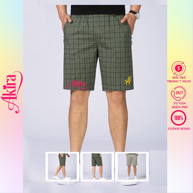 Combo 5 quần đùi nam cotton vải đẹp mát loại quần đùi nam dài tới đùi gối thiêu hình con nai Akira