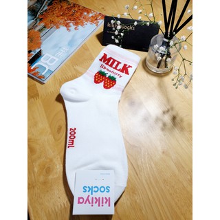 [MUA 2 TẶNG 1]Tất vớ nữ Ulzzang cổ cao Sữa Dâu Kikiya cao cấp Hàn Quốc W-C-016 (Chính Hãng)