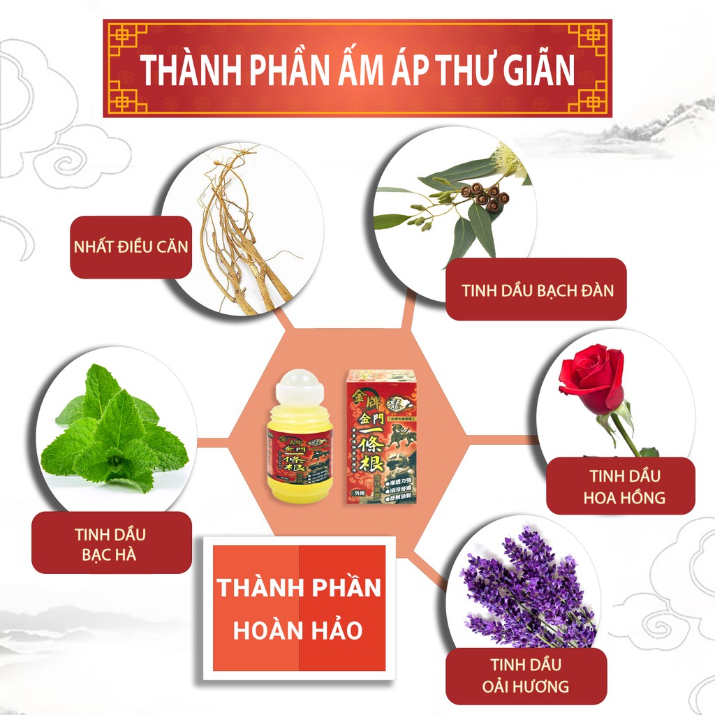 [FREESHIP] Tinh dầu xoa bóp dịu ấm Đài Loan thảo dược cổ truyền thống Chin Pai Dragon Nhất Điều Căn GMP thanh lăn 40ml