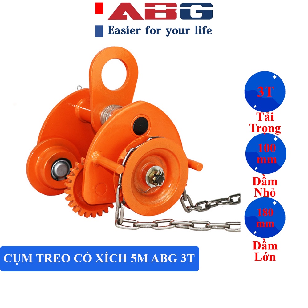 Rùa Kéo Tay ABG 3 Tấn Cụm Móc Treo Palang Có Xích 5M Giúp Treo Palang ...