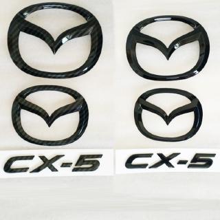 2013-2019 Mazda CX5 logo lưới tản nhiệt phía trước logo cốp xe logo ánh sáng màu đen sợi carbon logo xe Huy hiệu