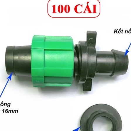 100 bộ khởi thủy ống nhỏ giọt dẹp 16mm kèm ron cao su, phụ kiện ống tưới nhỏ giọt dẹp