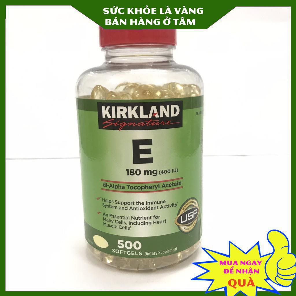 Vitamin E Kirkland 400ui Vitamin E Mỹ 500 viên hỗ trợ làm đẹp da