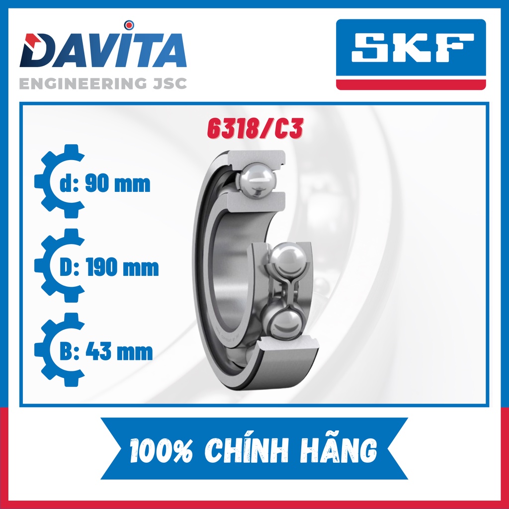 Vòng bi SKF chính hãng 6318, 6318/C3, 6318-2Z, 6318-2Z/C3, 6318-2RS1 ...