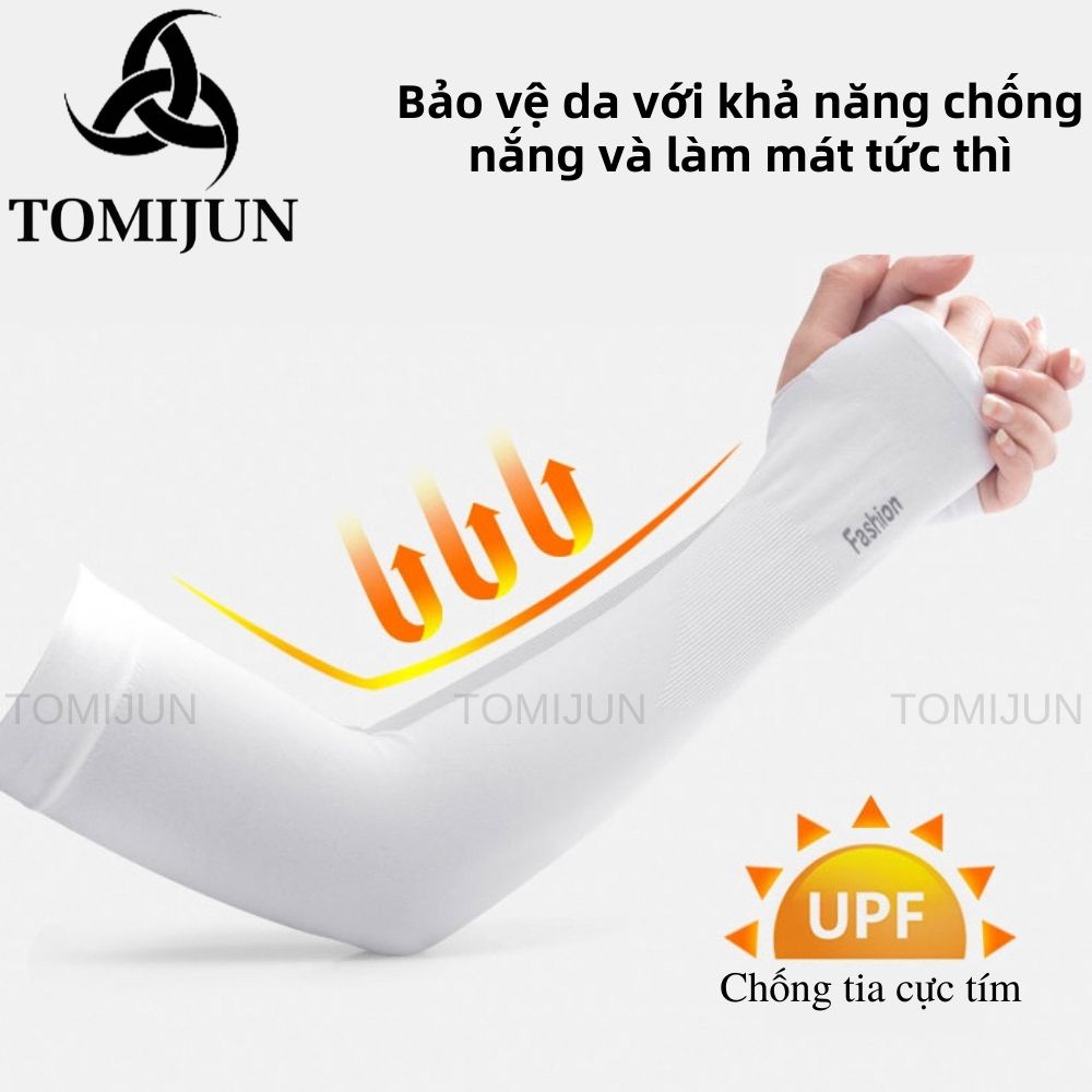 Găng tay chống nắng xỏ ngón, bao tay chơi thể thao ngoài trời, đi xe máy, chống tia UV, co giãn, dành cho nam nữ TOMIJUN