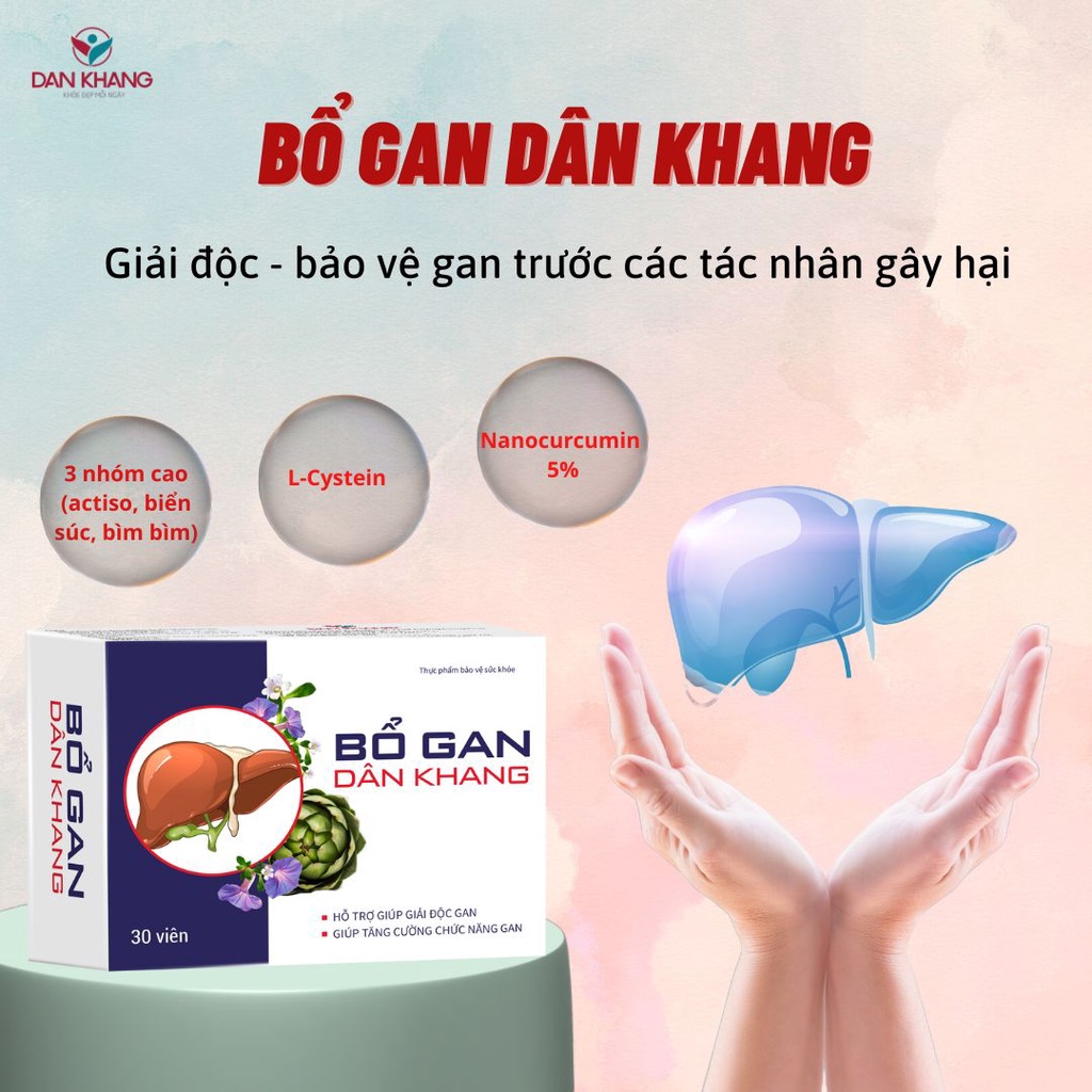 Viên Uống Giải Độc, Tăng Cường Chức Năng Gan Bổ Gan Dân Khang Hộp 3 Vỉ X 10 Viên