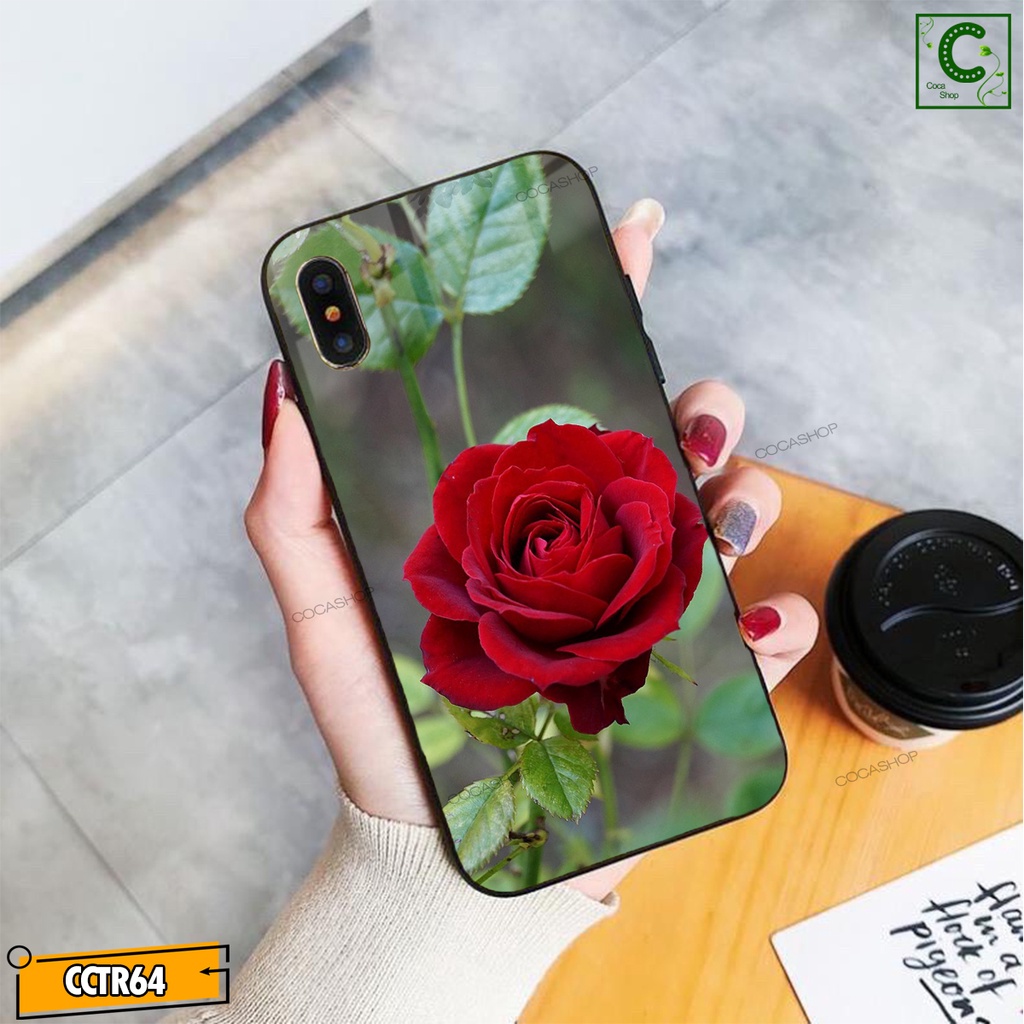 Ốp iPhone Mặt Kính Nano Dẻo - Tình Yêu Hoa Hồng