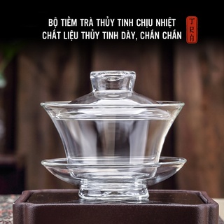 Tiềm trà, chén khải thủy tinh thanh khiết khiết chịu nhiệt giá rẻ, dung tích 200ml