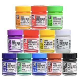 SAKURA - Màu vẽ Sakura poster dạng hũ 30ml 🖌🌸 màu trắng - đen cơ bản và màu nhũ vàng - nhũ bạc ✨✨