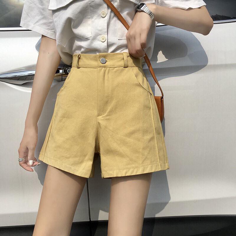 Quần short nữ Ulzzang quần sooc cạp cao short kaki mềm ống rộng Quảng Châu  | Shopee Việt Nam