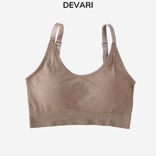 Áo lót bra nữ 2 dây tập gym thể thao có đệm mút ngực chất cotton thoáng mát DEVARI B1182