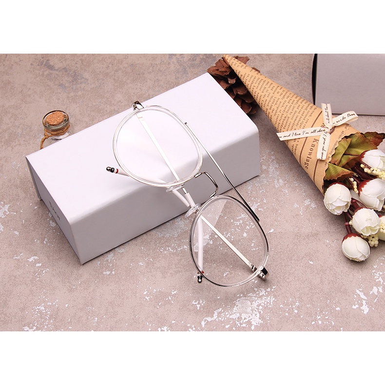 Kính giả cận gọng tròn thời trang nam nữ mắt kính không độ chống tia UV phong cách Hàn Quốc HANASO 059