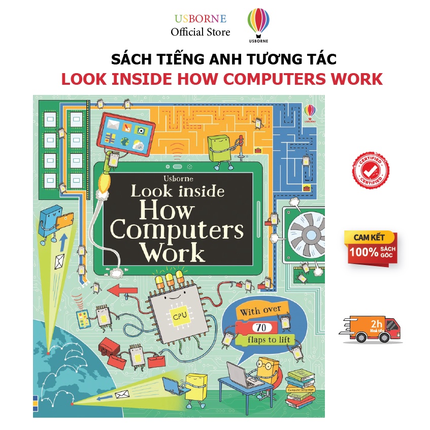 Sách tiếng anh Look Inside How Computers Work Usborne tương tác làm quen với máy tính cho trẻ em