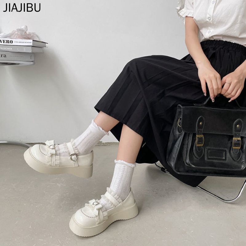 Black Love Doll Shoes Giày Công Chúa Phong Cách Gothic Dễ Thương Giày Nữ Giày Lolita Nhật Bản Giày Mary Jane Thời Trang Hàn Quốc Giày Búp Bê Phối Ren Xinh Xắn Giày Muffin Phong Cách Anh Giày đồng Phục JK Nhật Bản Giày Cosplay Giày Nhảy Y2K Giày Dopamin