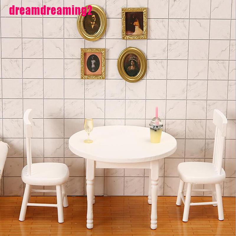 Mô Hình Ghế Gỗ Màu Trắng Tỉ Lệ 1 / 12 Trang Trí Nhà Búp Bê
