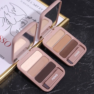 ♕Phấn Kẻ Lông Mày NOVO 3 Màu Tự Nhiên Lâu Trôi Chống Thấm Nước Và Mồ Hôi Kèm Cọ Trang Điểm NO.5345