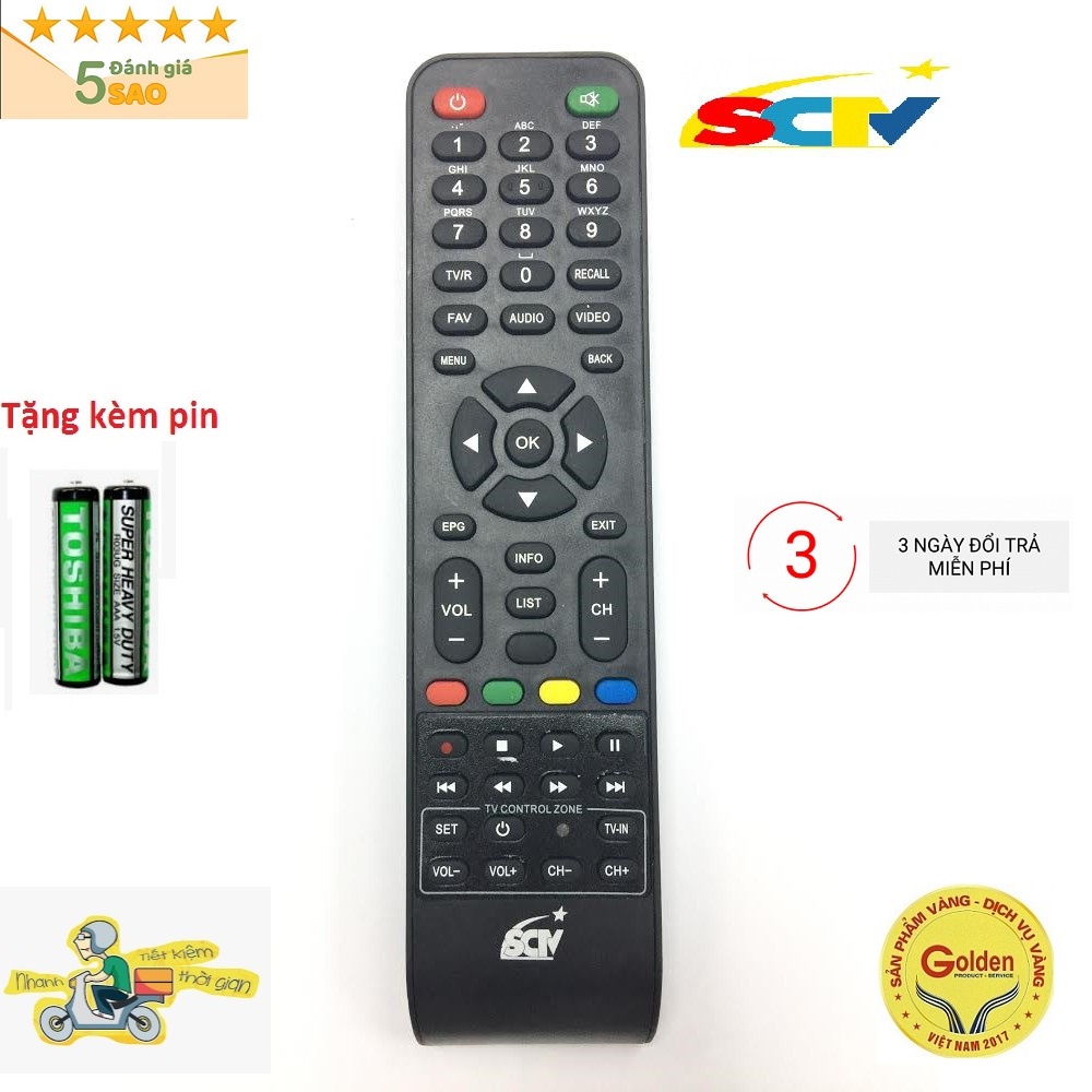 Điều khiển đầu SCTV loại tốt zin theo máy - Tặng kèm pin  - Remote SCTV