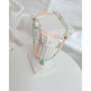 Vòng tay handmade hạt cườm nhiều màu pastel