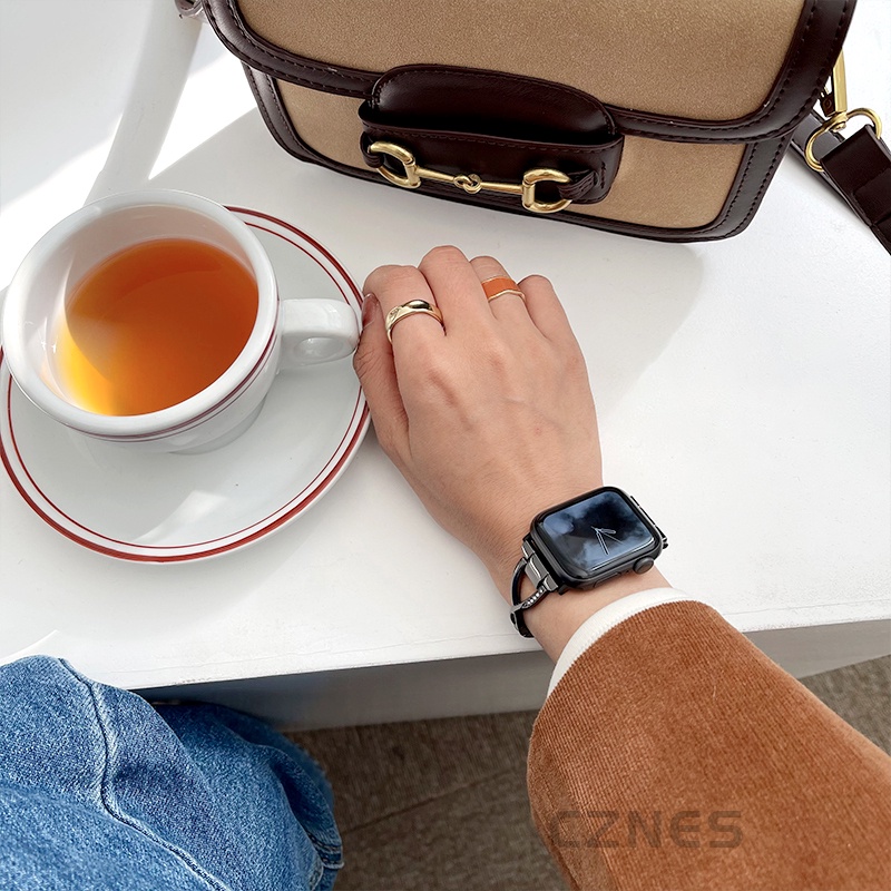 Dây đeo kim cương kim loại đơn giản dành cho nữ Thích hợp cho Apple Watch S11 SE3 Ultra3 S10 S9 S8 SE S7 S6 Ultra 49mm 46mm 42mm 40mm 44mm 41mm 45mm Dây đeo cổ tay