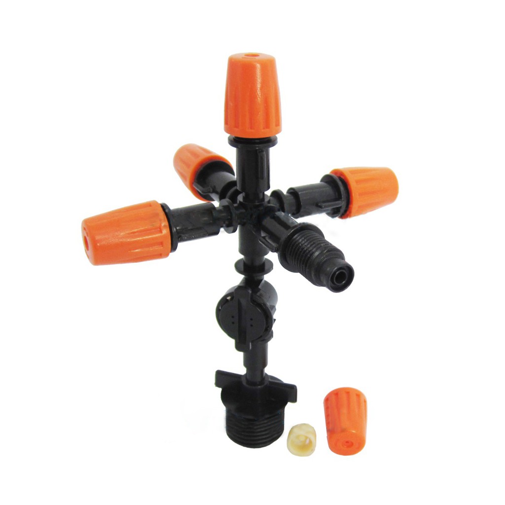 Béc Phun Sương 5 Hướng Cam - Kèm Chân Ren 21mm Và Van Chống Rỉ