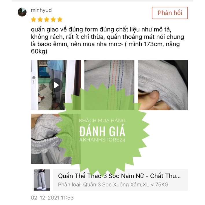 Quần Thể Thao 3 Sọc UNISEX thun co giãn tốt