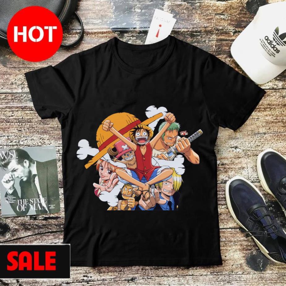 Áo Thun In Hình Băng Hải Tặc Mũ Rơm One Piece 2 Mẫu Trắng Và Đen Cực ...