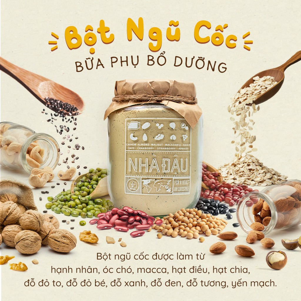 Bột Ngũ cốc dinh dưỡng, ngũ cốc bầu lợi sữa bổ sung dưỡng chất thiết yếu từ 11 hạt cho thai kỳ 250g | Nhà Đậu