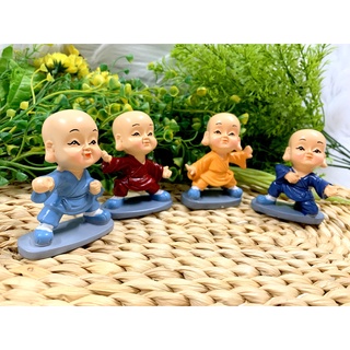 Bộ 4 tượng chú tiểu múa quyền tai to Tài Lộc Phúc Đức ( Hình Thật )