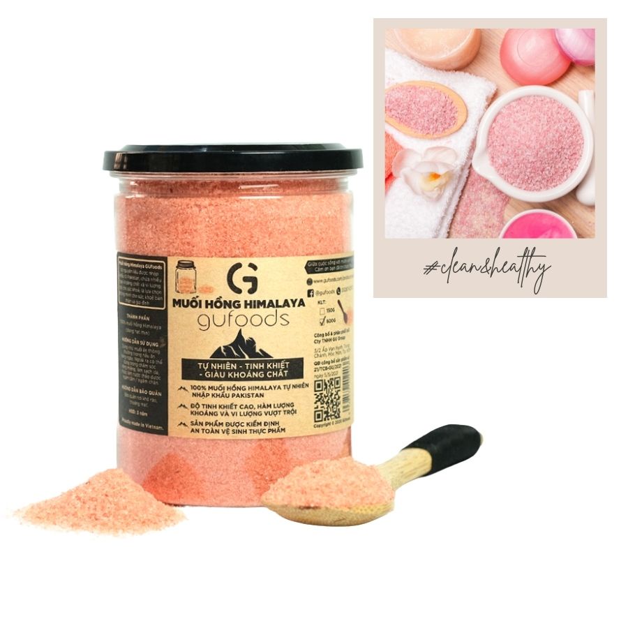 Muối hồng Himalaya GUfoods (dạng hạt mịn) - Tự nhiên, Tinh khiết, Giàu khoáng chất (150g/600g)