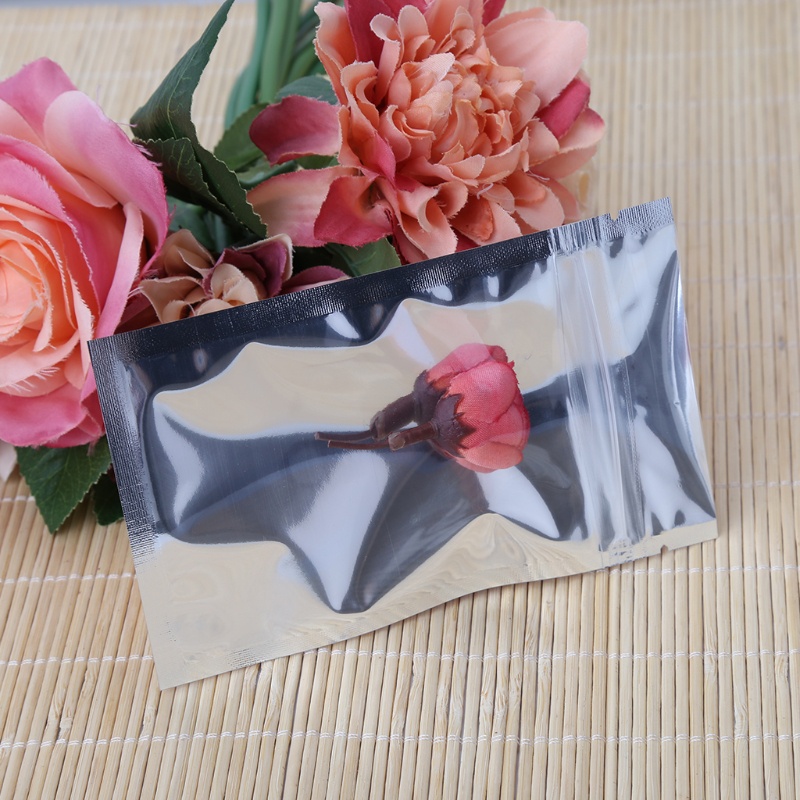 Ppy 50 Chiếc 8 5x14cm Bạc Nhôm Lá Mylar Có Thể Thu Hồi Túi Trước Trong Suốt Chống Rò Rỉ