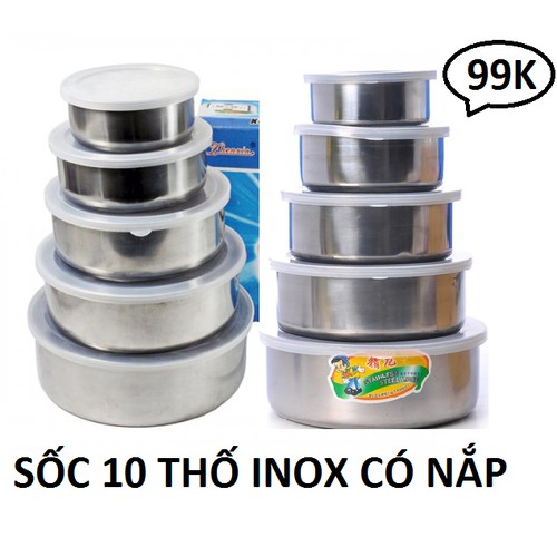 BỘ 10 THỐ INOX CAO CẤP CÓ NẮP ĐẬY SIÊU TIỆN LỢI | Shopee Việt Nam