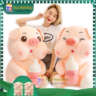 [RẺ VÔ ĐỊCH] GẤU BÔNG HEO ÔM BÌNH SỮA LOẠI 1 CAO CẤP SIÊU MỀM - THÚ NHỒI BÔNG HEO ÔM BÌNH SỮA