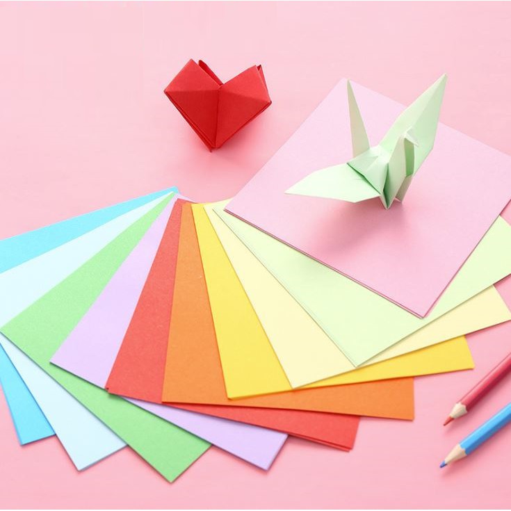 Giấy Gấp Origami, Giấy Thủ Công Gấp Hạc Hoa( 10 màu 100 tờ)- Nhiều ...