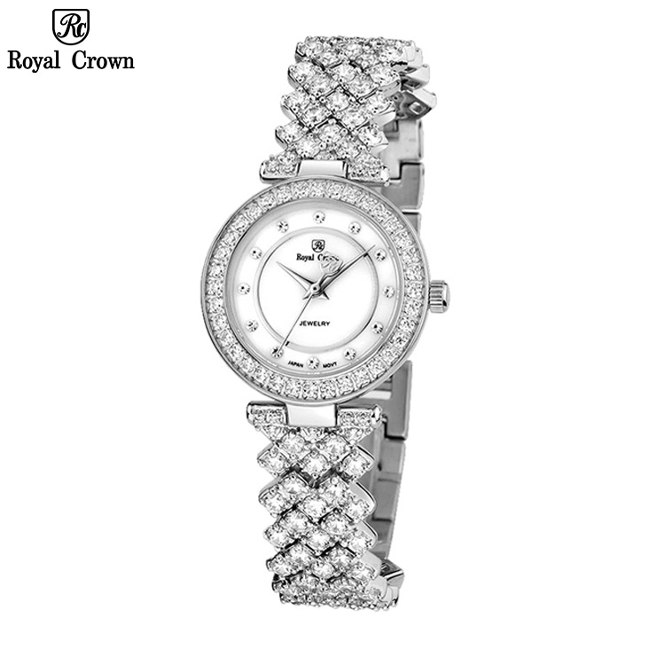 Đồng hồ nữ chính hãng Royal Crown 4617 dây thép đính đá cao cấp, chống nước, đeo tay đẹp, sang chảnh