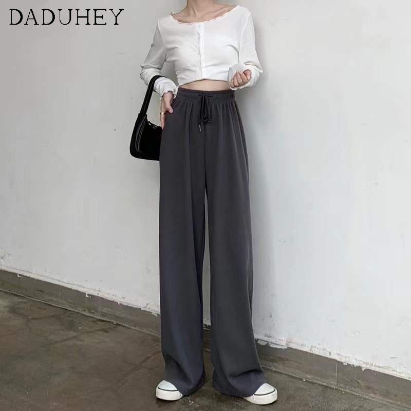 Ảnh Daduhey Quần thể thao nữ ống rộng dáng suông có thể kéo giãn có 3 màu thời trang hip hop phong cách Hàn Quốc 3